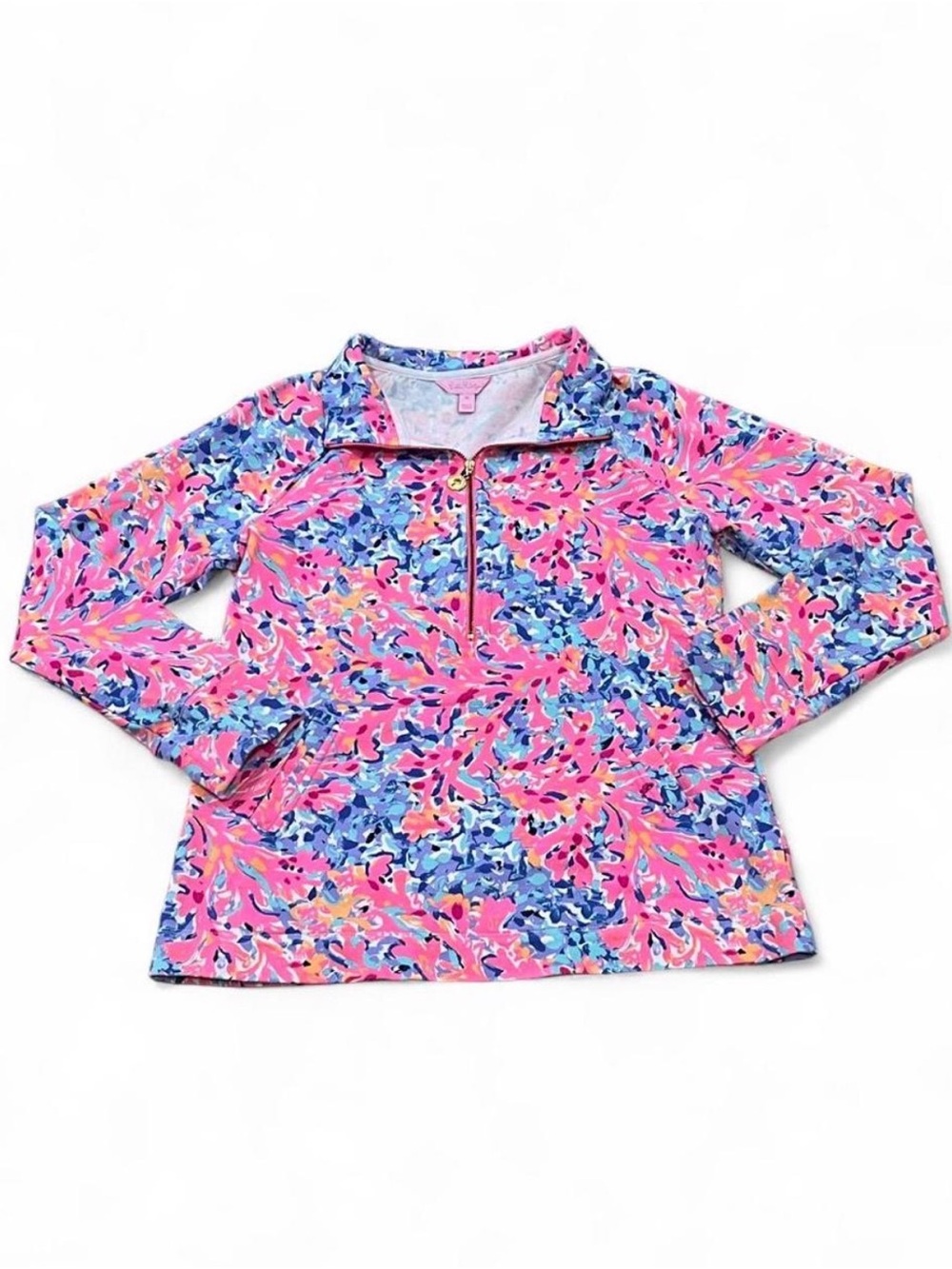 Lilly Pulitzer Coco Coral Crab Pink Popover Quarter Zip Sweatshirt M Coastal